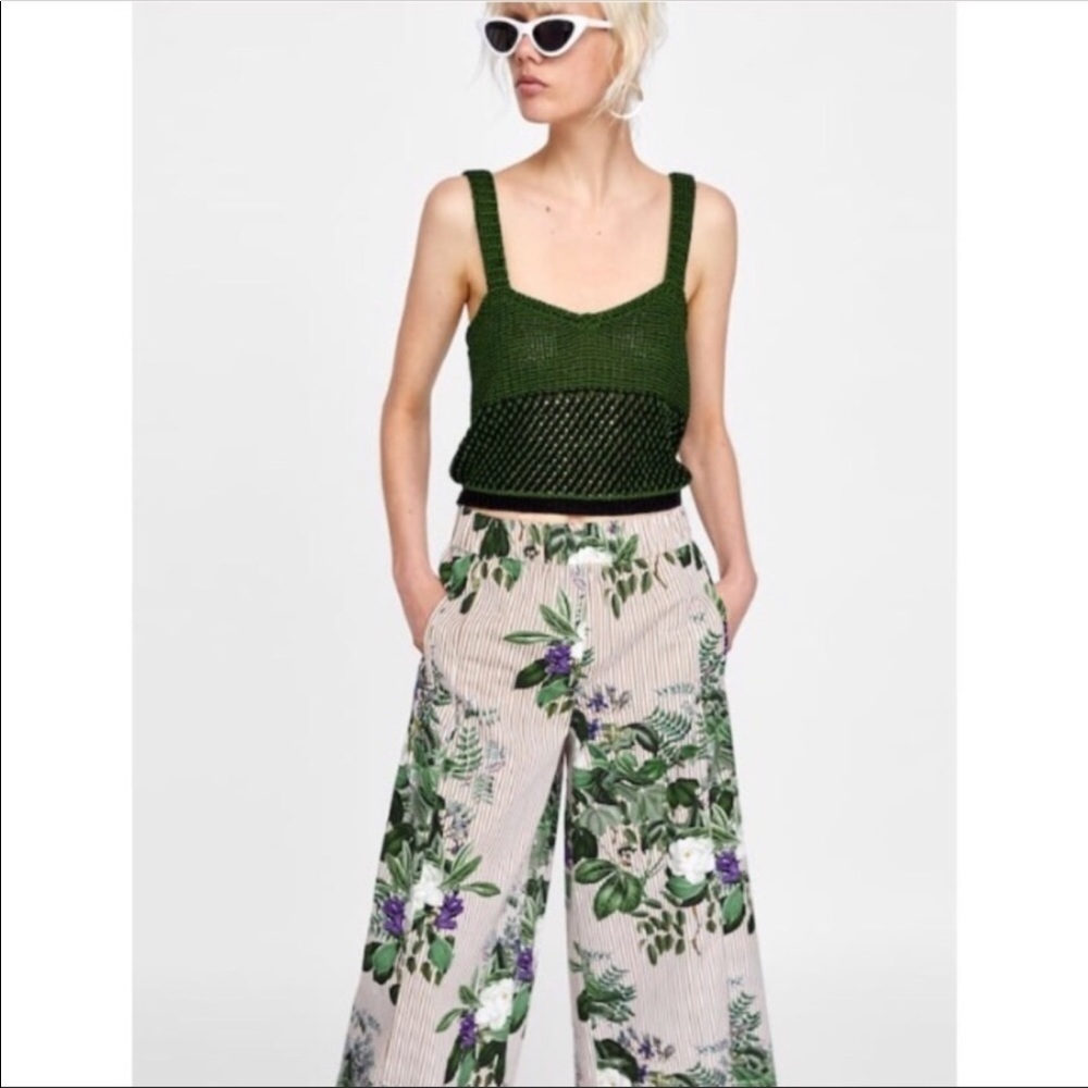 Zara Striped Floral Culottes